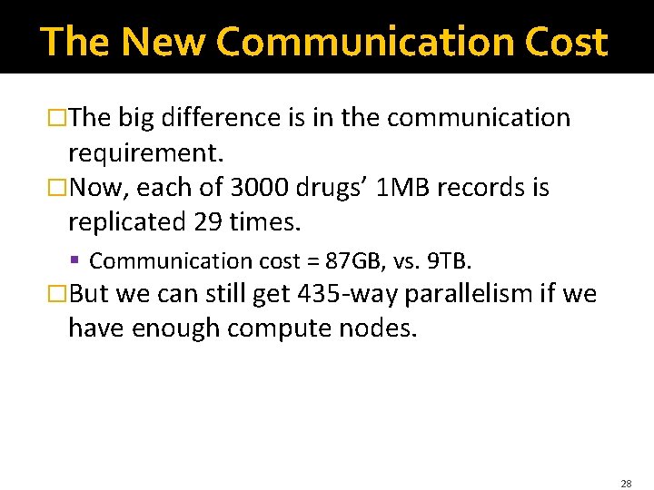 The New Communication Cost �The big difference is in the communication requirement. �Now, each