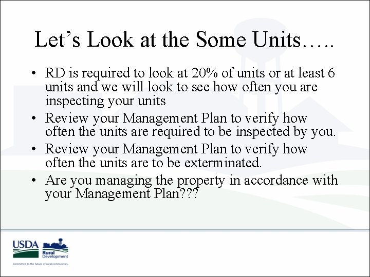 Let’s Look at the Some Units…. . • RD is required to look at Let’s Look at the Some Units…. . • RD is required to look at