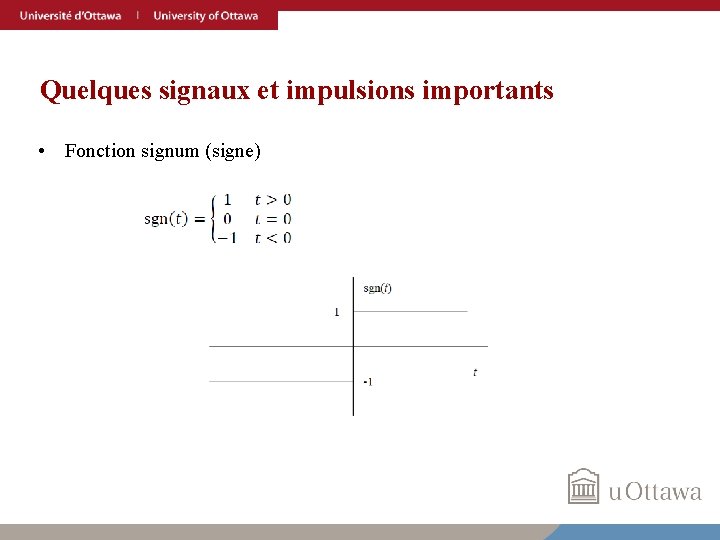 Quelques signaux et impulsions importants • Fonction signum (signe) 