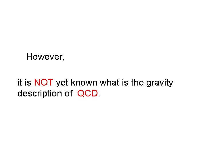 However, it is NOT yet known what is the gravity description of QCD. 