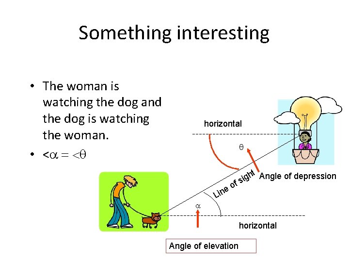 Something interesting • The woman is watching the dog and the dog is watching