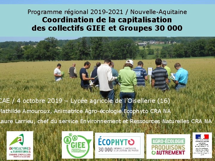 Programme régional 2019 -2021 / Nouvelle-Aquitaine Coordination de la capitalisation des collectifs GIEE et