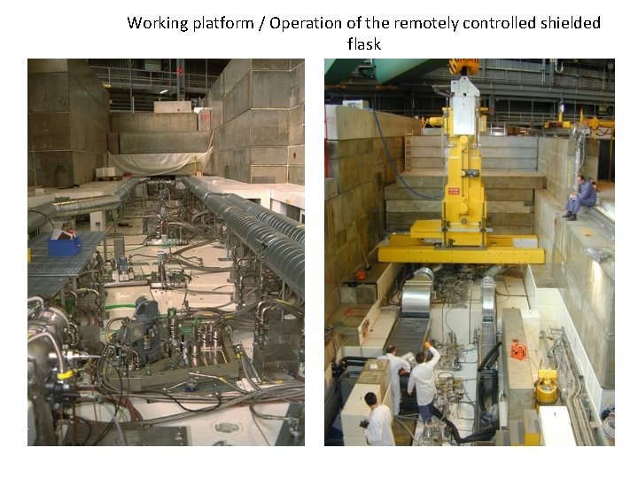 Working platform / Operation of the remotely controlled shielded flask 