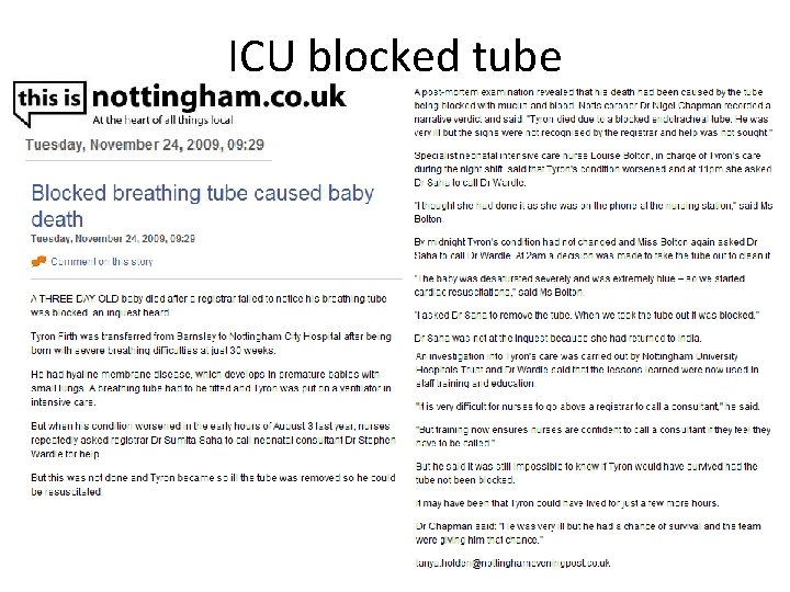 ICU blocked tube 