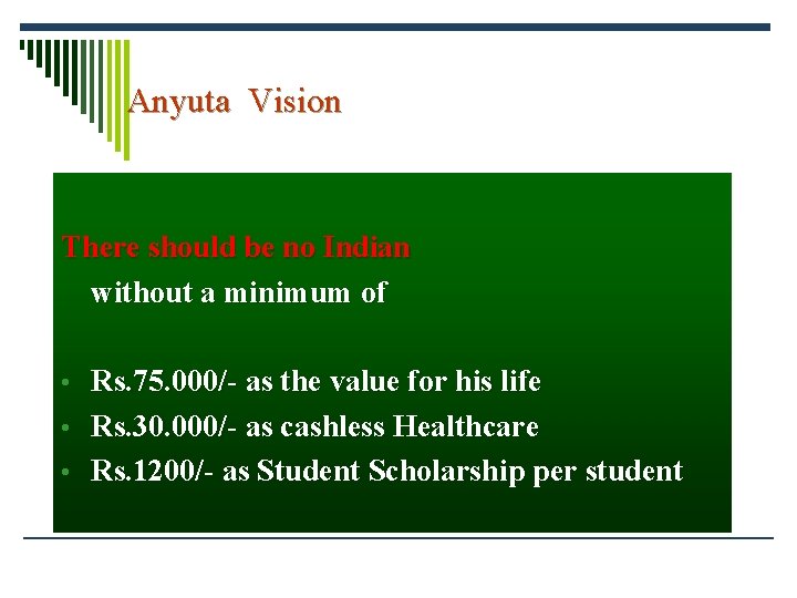 Anyuta Vision There should be no Indian without a minimum of • Rs. 75.