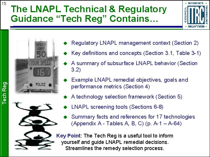 Tech Reg 15 The LNAPL Technical & Regulatory Guidance “Tech Reg” Contains… u Regulatory