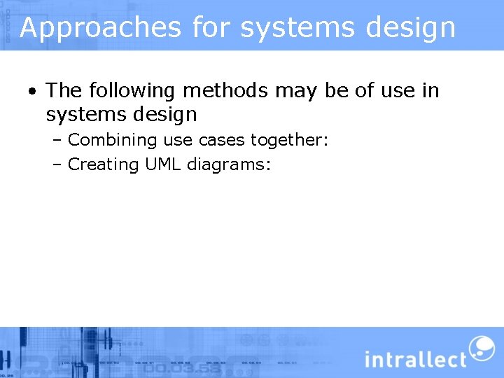 Analysing a Use Case E Barkerintrallect com General