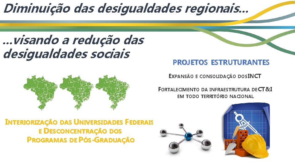 Diminuição das desigualdades regionais. . . visando a redução das desigualdades sociais PROJETOS ESTRUTURANTES