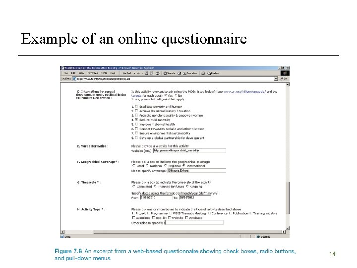 Example of an online questionnaire 14 