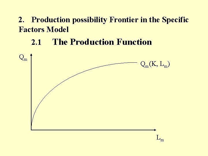 2. Production possibility Frontier in the Specific Factors Model 2. 1 Qm The Production