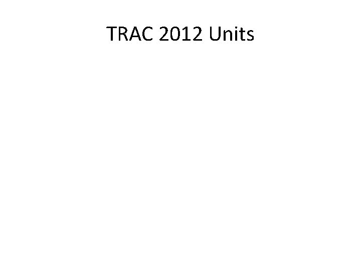 TRAC 2012 Units 