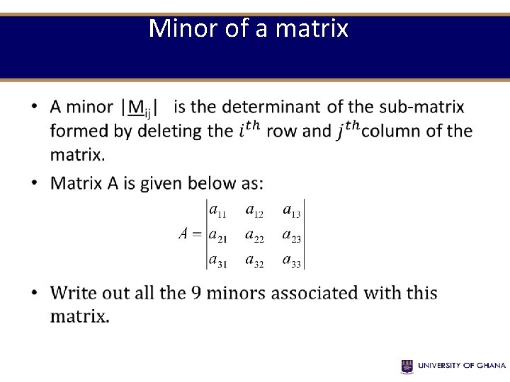 Minor of a matrix • 