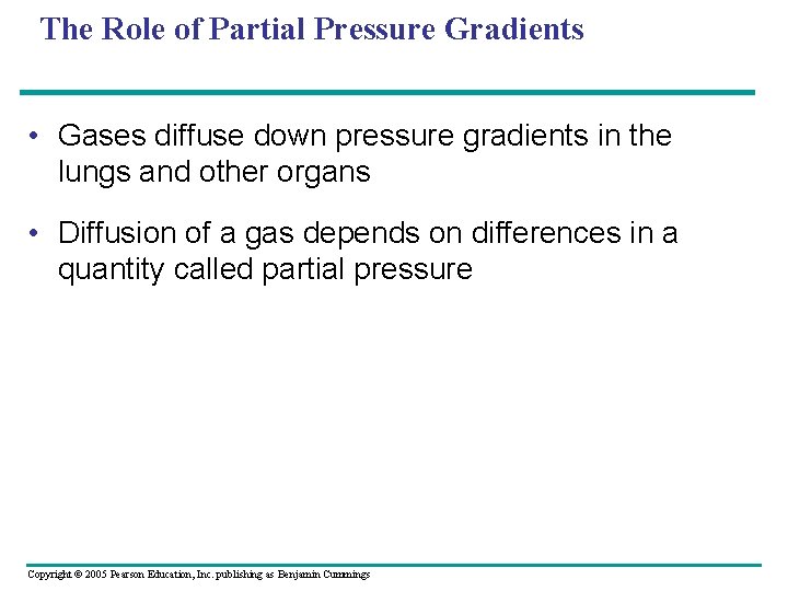 The Role of Partial Pressure Gradients • Gases diffuse down pressure gradients in the