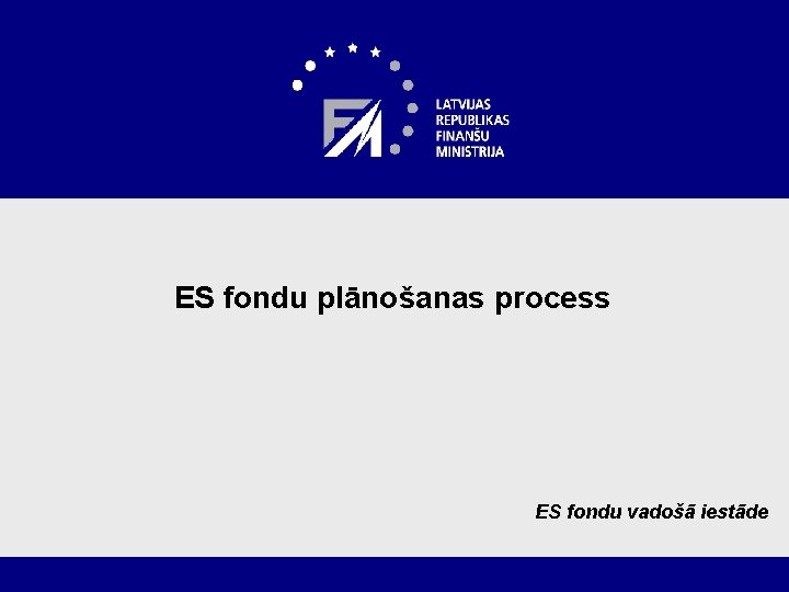 ES fondu plānošanas process ES fondu vadošā iestāde 