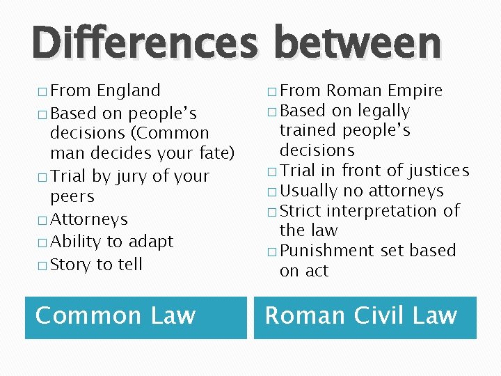 Differences between � From England � Based on people’s decisions (Common man decides your