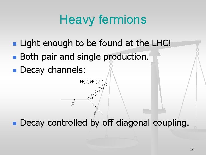 Heavy fermions n Light enough to be found at the LHC! Both pair and