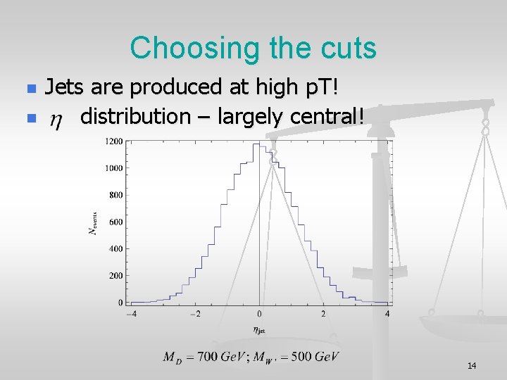 Choosing the cuts n n Jets are produced at high p. T! distribution –