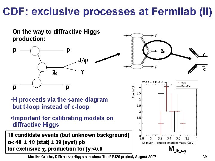 CDF: exclusive processes at Fermilab (II) On the way to diffractive Higgs production: p