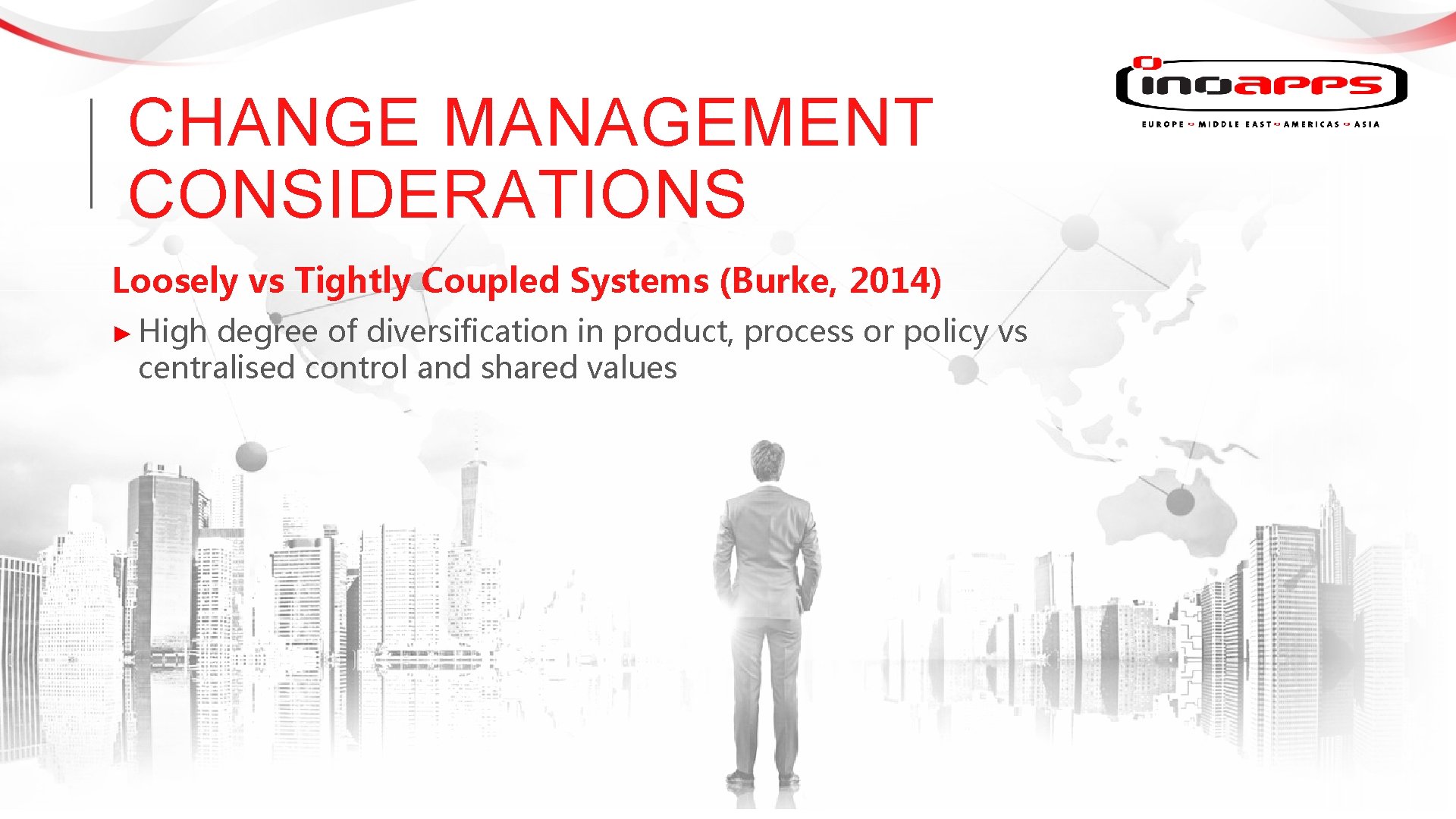 CHANGE MANAGEMENT CONSIDERATIONS Loosely vs Tightly Coupled Systems (Burke, 2014) ► High degree of CHANGE MANAGEMENT CONSIDERATIONS Loosely vs Tightly Coupled Systems (Burke, 2014) ► High degree of