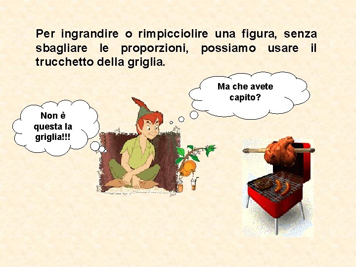 Per ingrandire o rimpicciolire una figura, senza sbagliare le proporzioni, possiamo usare il trucchetto