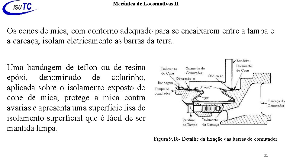 Mecânica de Locomotivas II Os cones de mica, com contorno adequado para se encaixarem