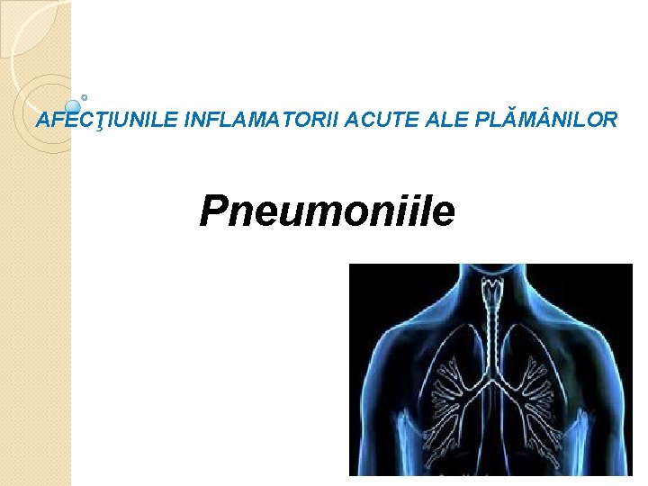 AFECŢIUNILE INFLAMATORII ACUTE ALE PLĂM NILOR Pneumoniile 