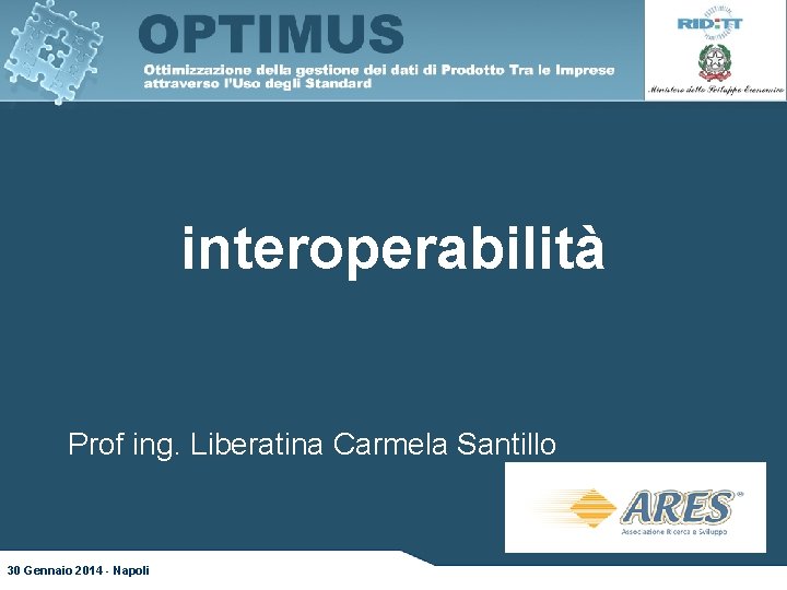 interoperabilità Prof ing. Liberatina Carmela Santillo 30 Gennaio 2014 - Napoli 