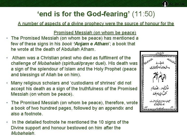 ‘end is for the God-fearing’ (11: 50) A number of aspects of a divine