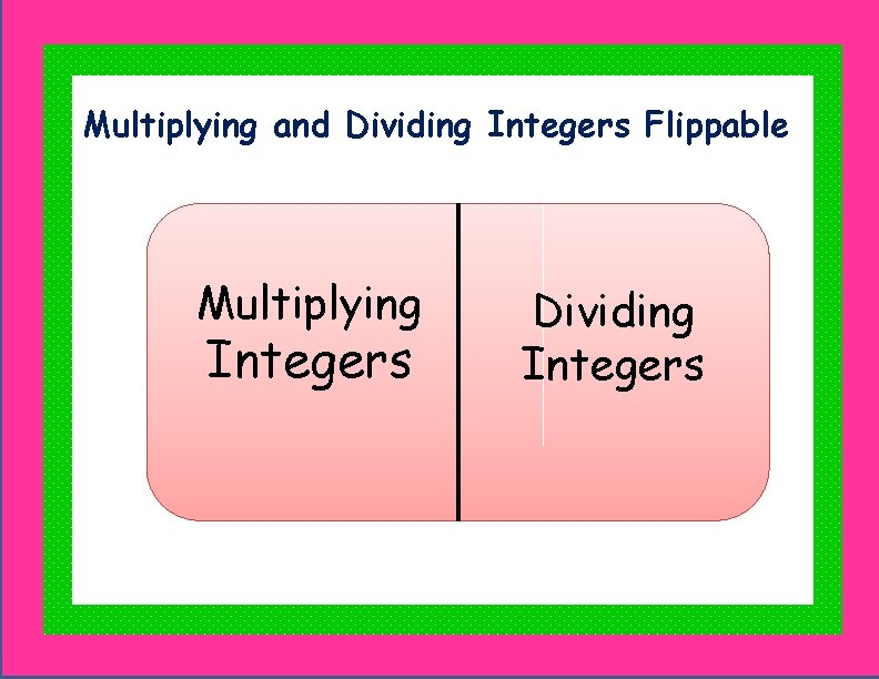 Multiplying and Dividing Integers Flippable Multiplying Integers Dividing Integers 