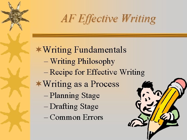 AF Effective Writing ¬Writing Fundamentals – Writing Philosophy – Recipe for Effective Writing ¬Writing