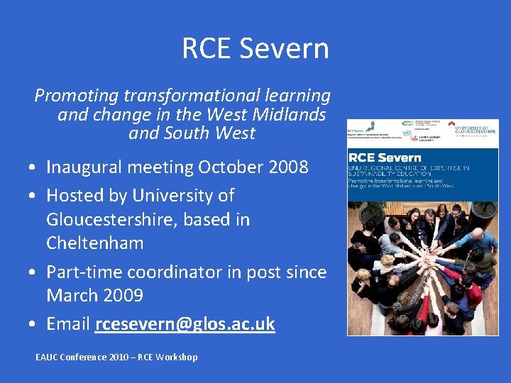 RCE Severn Promoting transformational learning and change in the West Midlands and South West