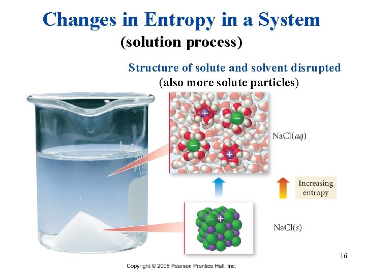 Changes in Entropy in a System (solution process) Structure of solute and solvent disrupted