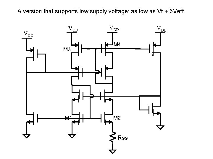 A version that supports low supply voltage: as low as Vt + 5 Veff