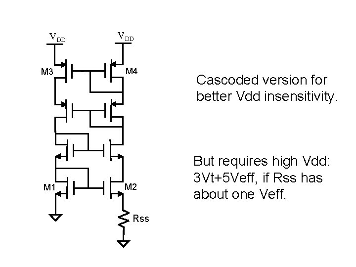 VDD M 3 M 1 VDD M 4 M 2 Rss Cascoded version for