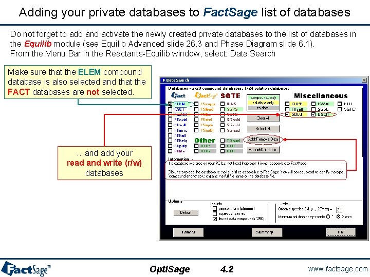 Adding your private databases to Fact. Sage list of databases Do not forget to