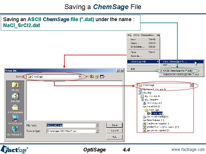 Saving a Chem. Sage File Saving an ASCII Chem. Sage file (*. dat) under