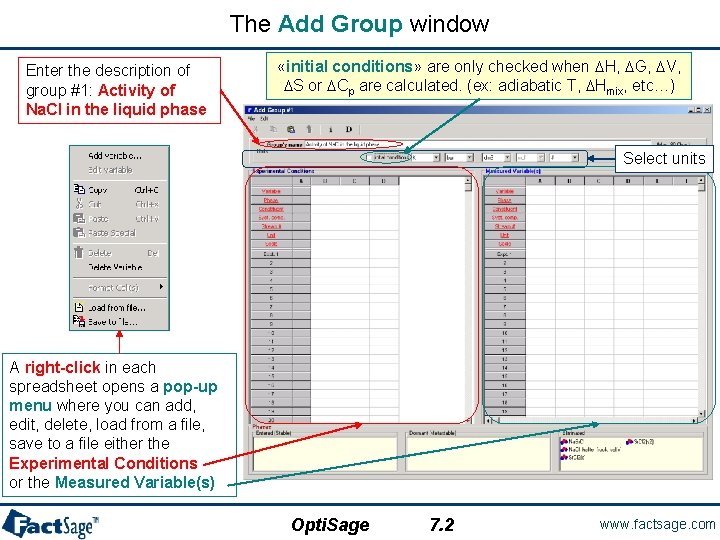 The Add Group window Enter the description of group #1: Activity of Na. Cl