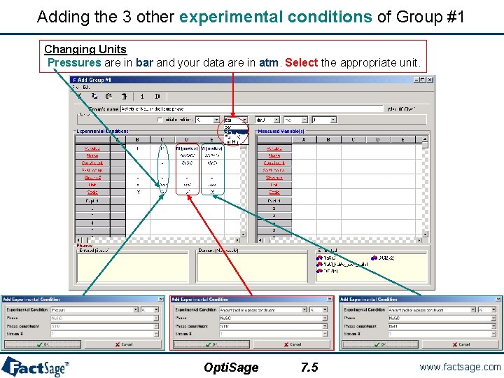 Adding the 3 other experimental conditions of Group #1 Changing Units Pressures are in