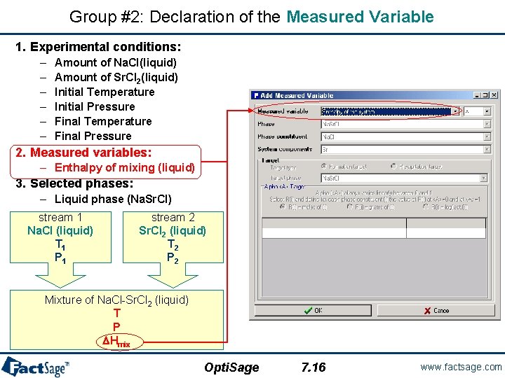Group #2: Declaration of the Measured Variable 1. Experimental conditions: – – – Amount