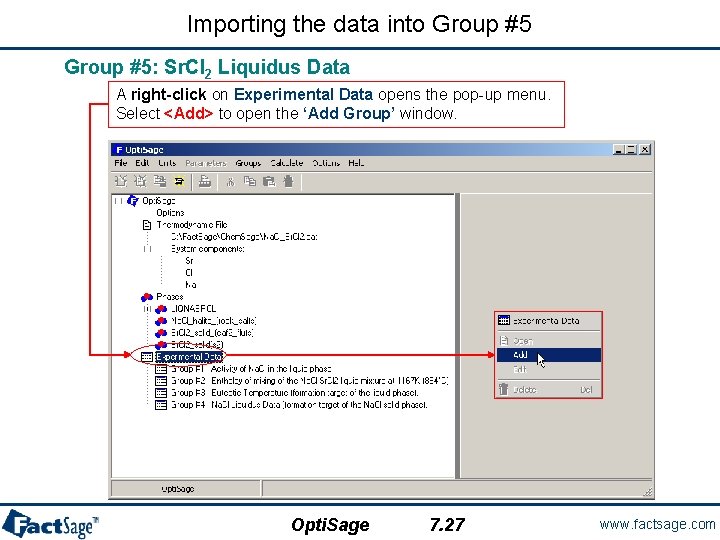 Importing the data into Group #5: Sr. Cl 2 Liquidus Data A right-click on