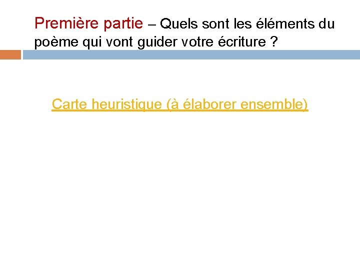 Première partie – Quels sont les éléments du poème qui vont guider votre écriture