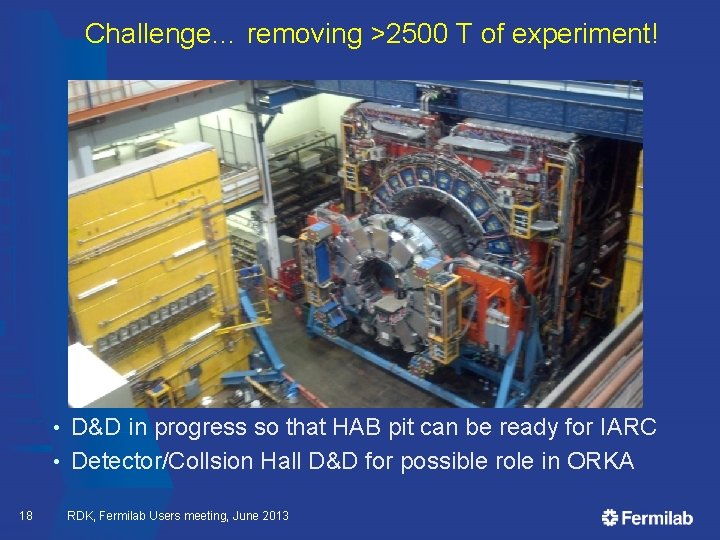 Challenge… removing >2500 T of experiment! D&D in progress so that HAB pit can