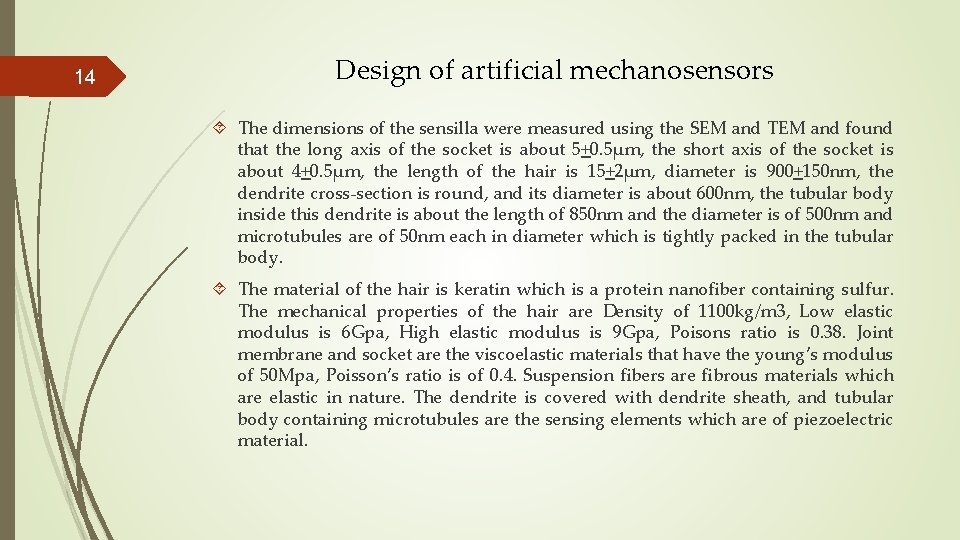 14 Design of artificial mechanosensors The dimensions of the sensilla were measured using the 14 Design of artificial mechanosensors The dimensions of the sensilla were measured using the
