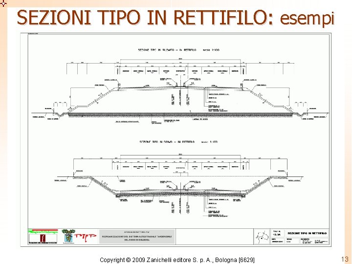 SEZIONI TIPO IN RETTIFILO: esempi Copyright © 2009 Zanichelli editore S. p. A. ,