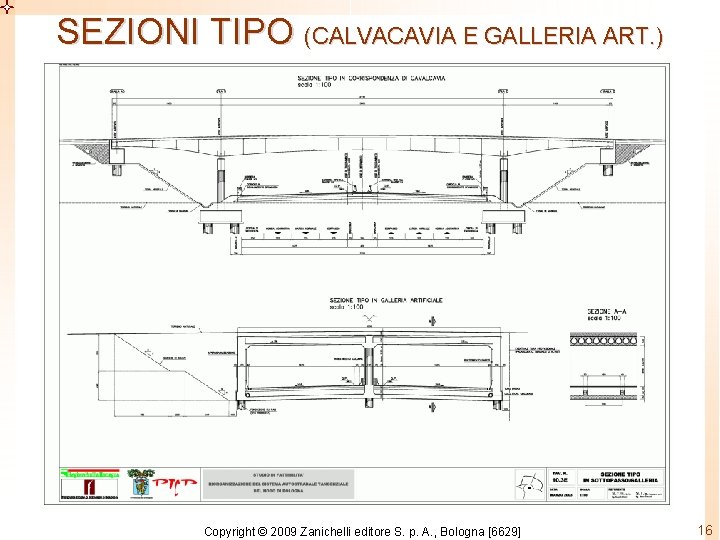 SEZIONI TIPO (CALVACAVIA E GALLERIA ART. ) Copyright © 2009 Zanichelli editore S. p.