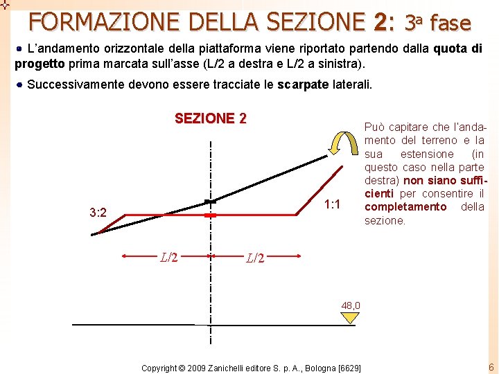 FORMAZIONE DELLA SEZIONE 2: 3 a fase L’andamento orizzontale della piattaforma viene riportato partendo