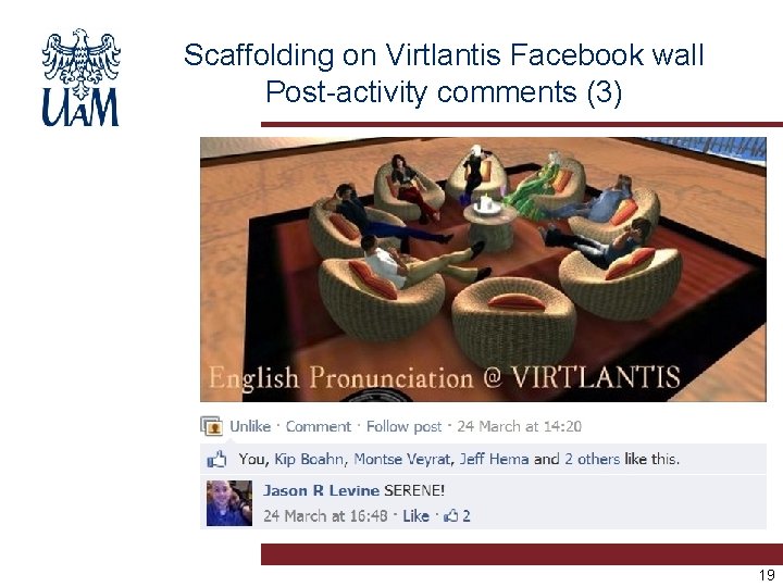 Scaffolding on Virtlantis Facebook wall Post-activity comments (3) 19 