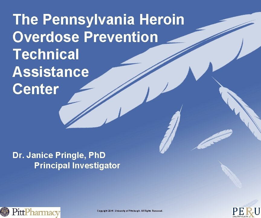 The Pennsylvania Heroin Overdose Prevention Technical Assistance Center Dr. Janice Pringle, Ph. D Principal