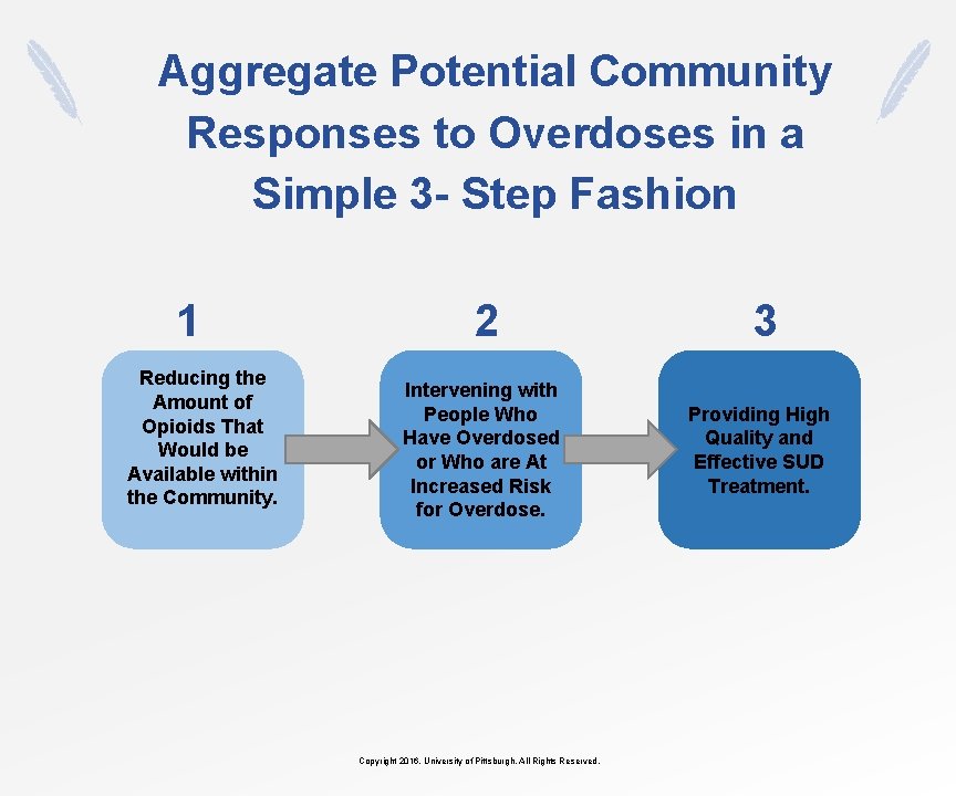 Aggregate Potential Community Responses to Overdoses in a Simple 3 - Step Fashion 1