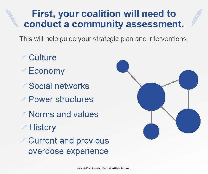 First, your coalition will need to conduct a community assessment. This will help guide